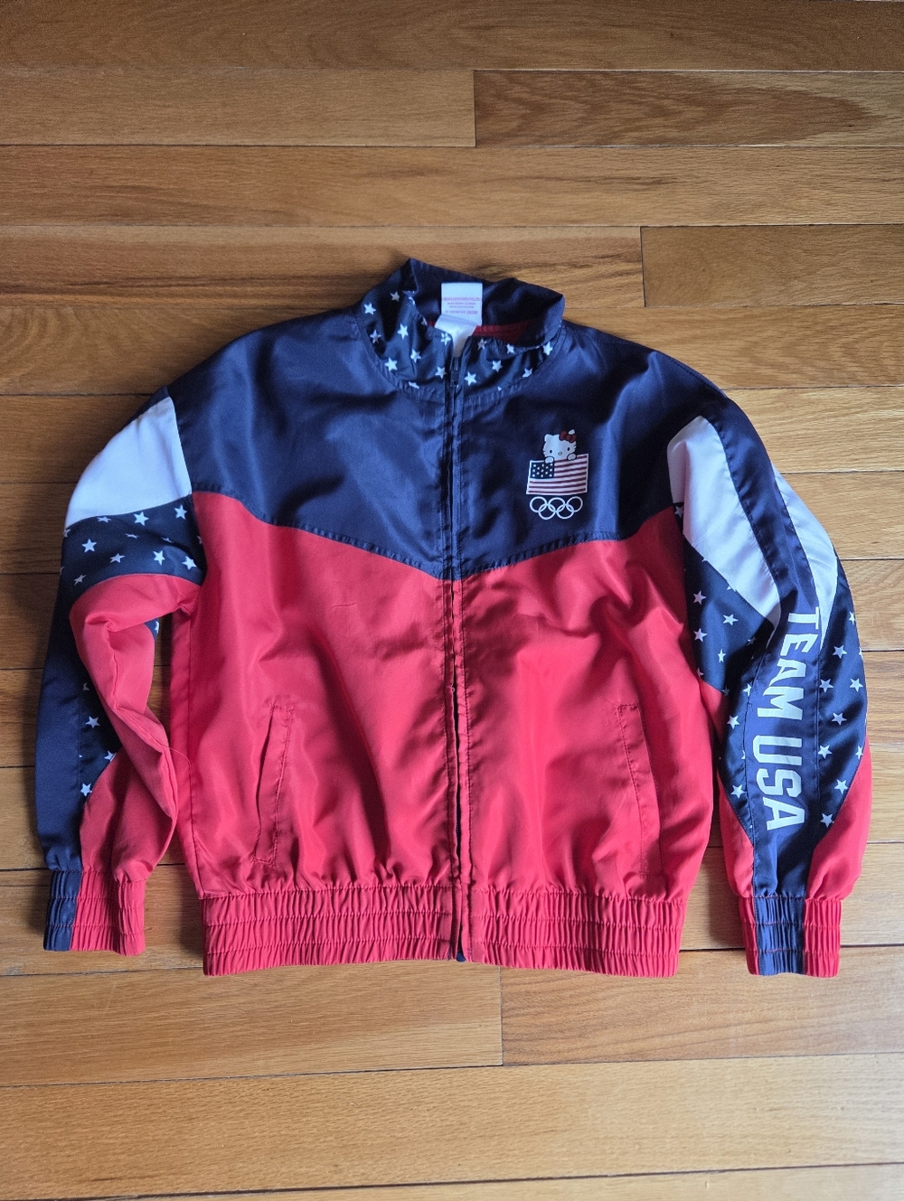 Hello Kitty X Team USA Olympic Red, Navy & White Windbreaker Jacket Girls 10/12